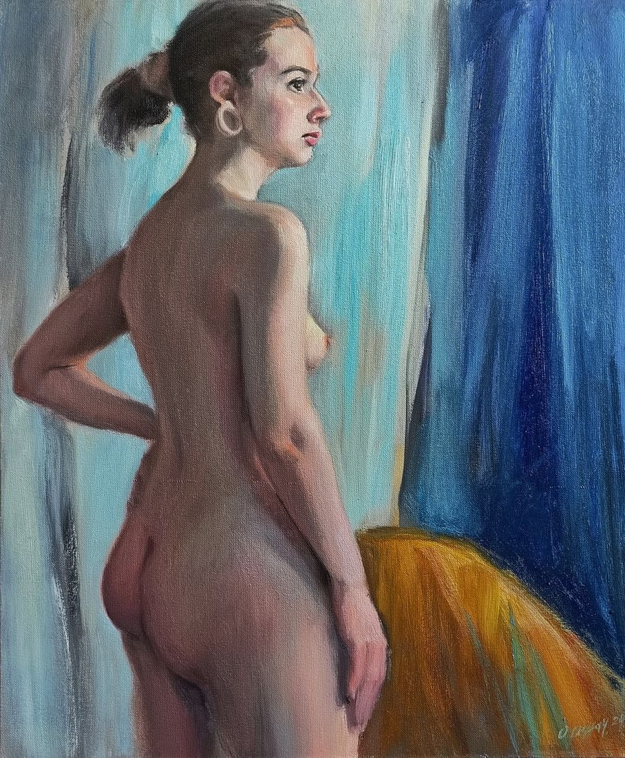 Oil painting Morning portrait of a girl Oksana Osnach: Title: Oil painting Morning portrait of a girl Oksana Osnach Description: Procach 137The Oil painting Canvas titled "Morning portrait of a girl" reveals the quiet intimacy of a private moment, where