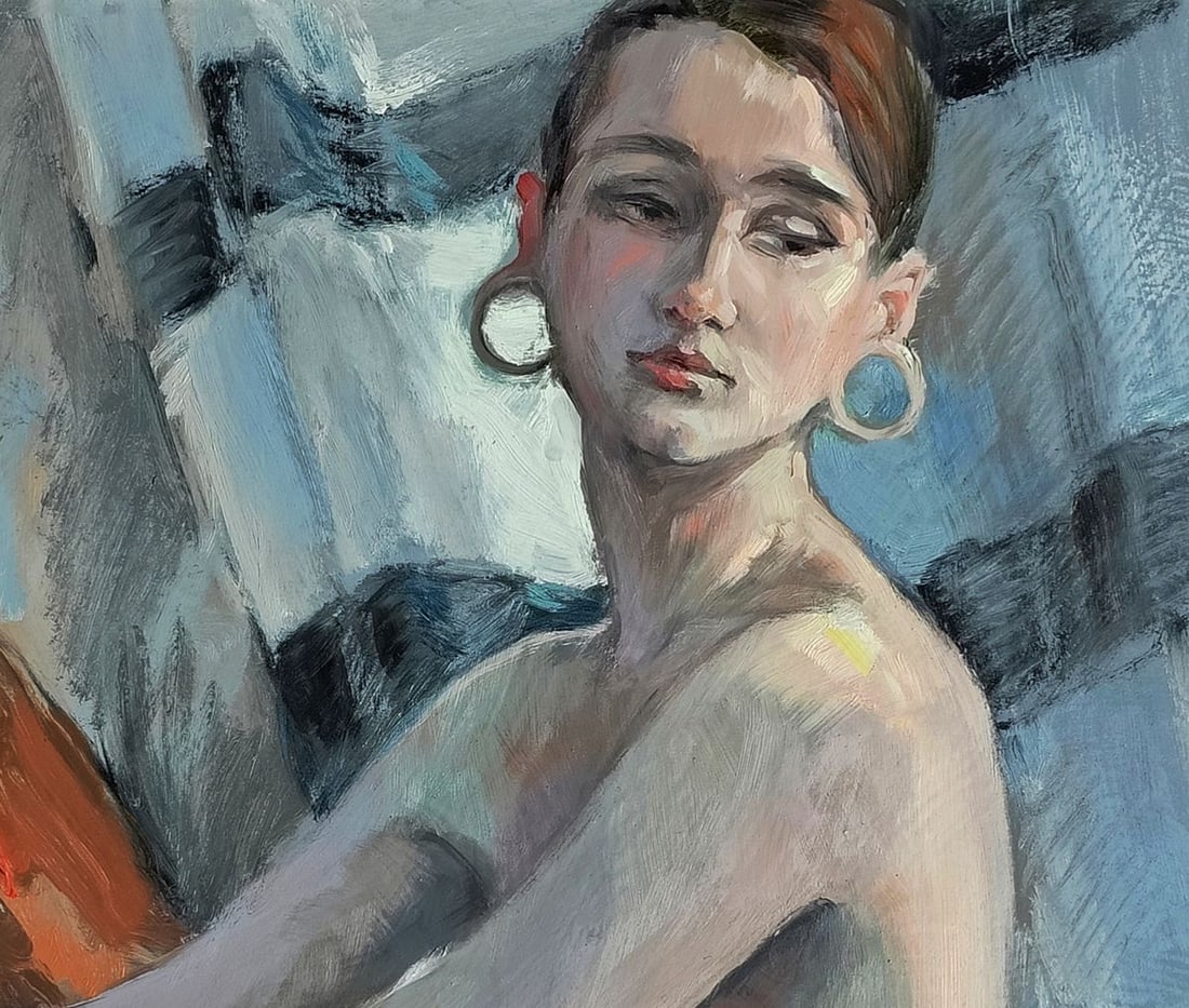 Oil painting Girl with a pensive face Oksana Osnach - 5