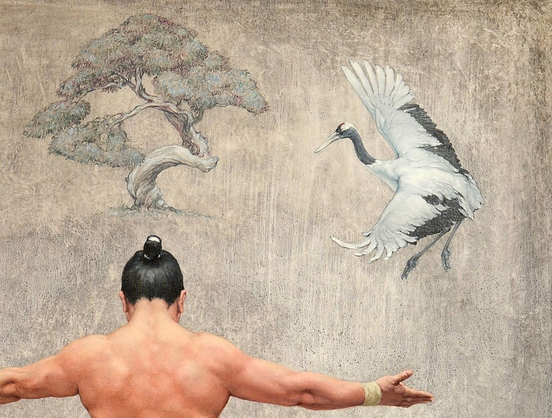 Oil painting Time of crane bird Oleg Kateryniuk - 3