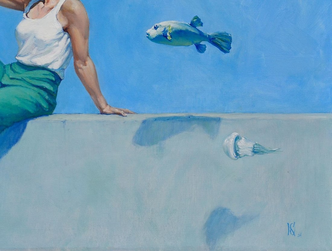 Oil painting Eat fugu fish Oleg Kateryniuk - 5