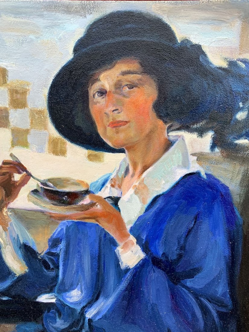 Oil painting Woman having tea Boris Serdyuk - 2