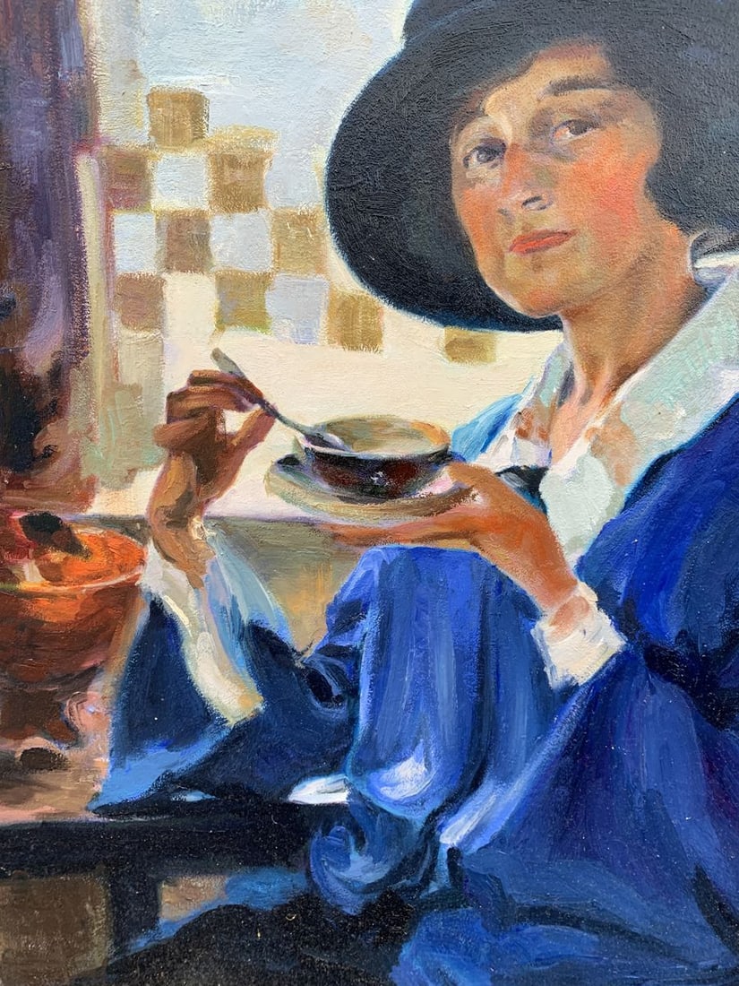 Oil painting Woman having tea Boris Serdyuk - 4