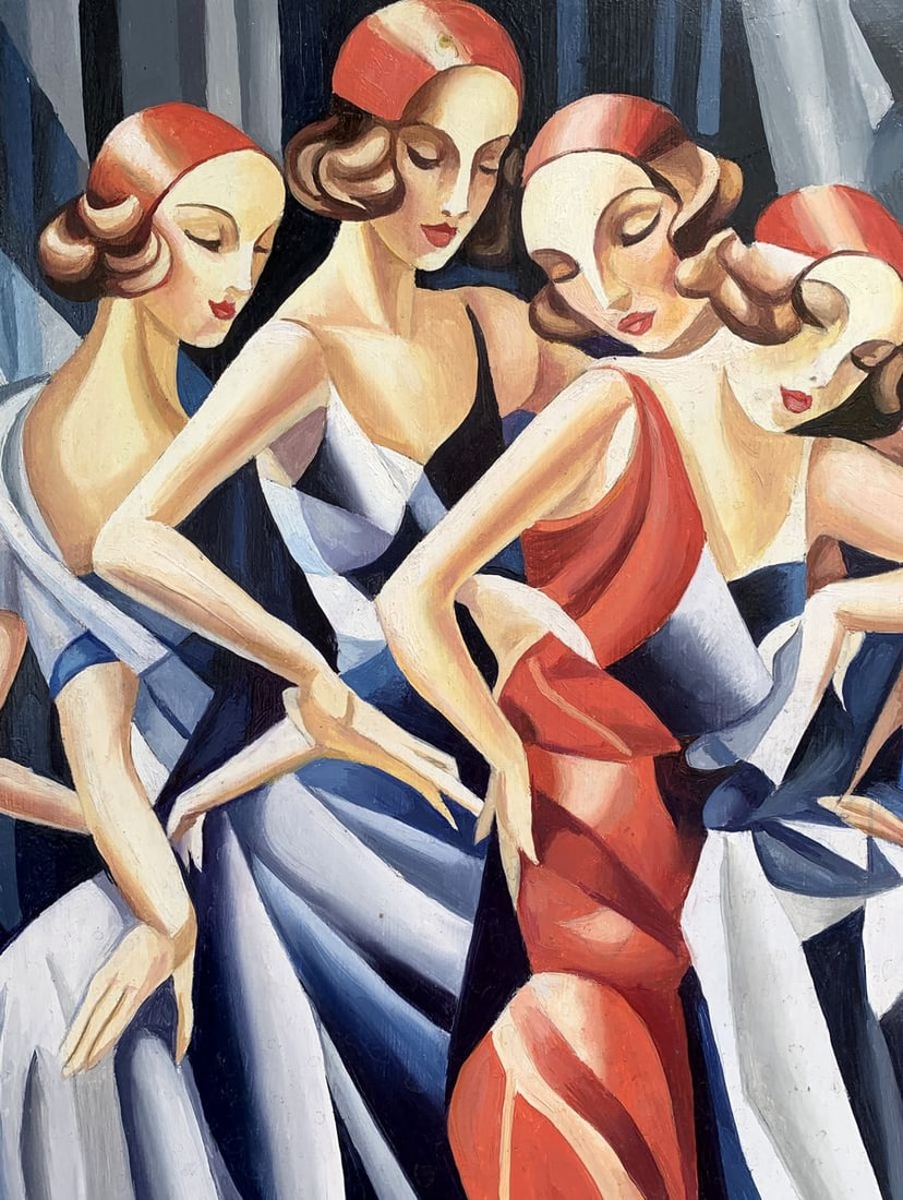 Abstract oil painting Slender girls (based on paintings by Franz Metzinger) Victor Konotopsky - 2