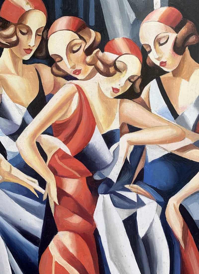 Abstract oil painting Slender girls (based on paintings by Franz Metzinger) Victor Konotopsky - 3