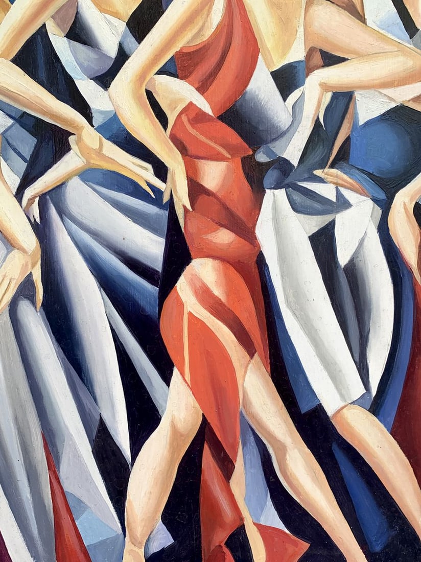Abstract oil painting Slender girls (based on paintings by Franz Metzinger) Victor Konotopsky - 6