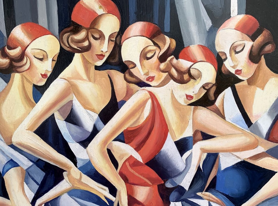 Abstract oil painting Slender girls (based on paintings by Franz Metzinger) Victor Konotopsky - 9