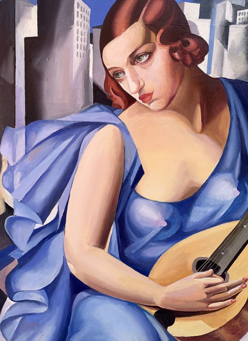 Abstract oil painting Musician (based on paintings by Tamara Lempicka) Victor Konotopsky - 3