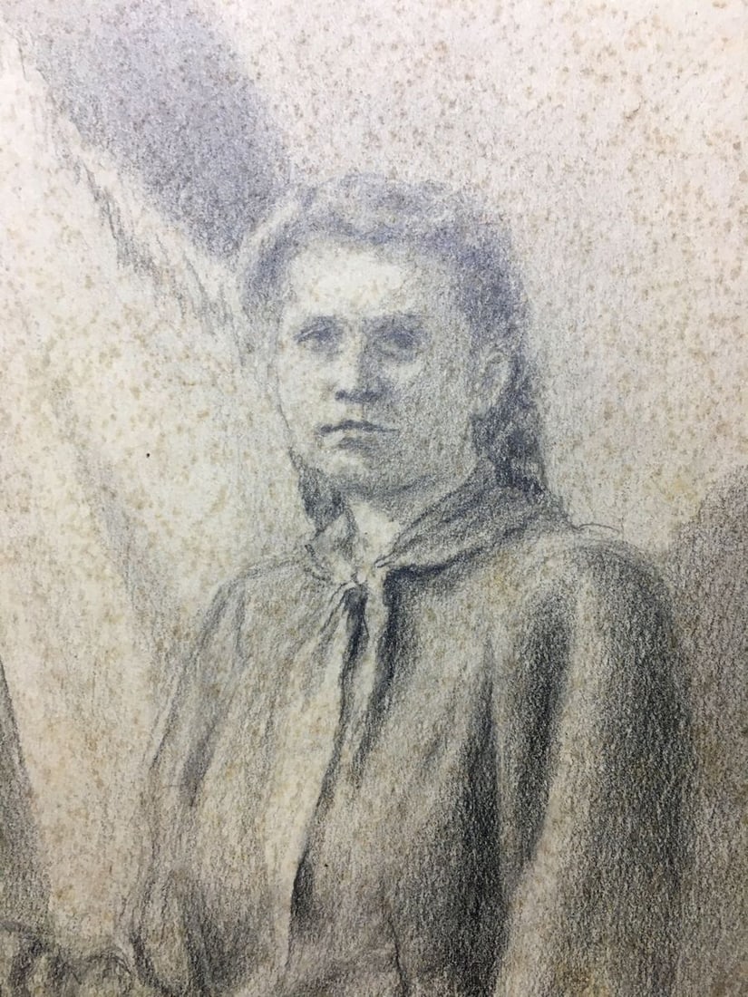 Pencil painting Pioneer leader Ivan Kirillovich Tsyupka - 3