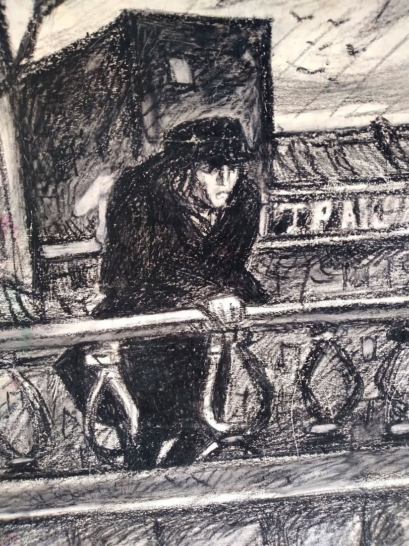 Pencil painting The embankment Unknown author - 2