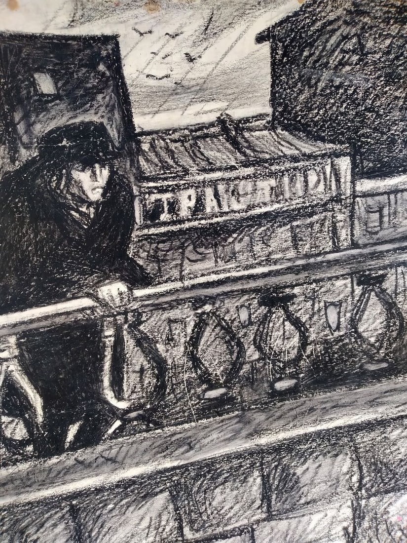 Pencil painting The embankment Unknown author - 3