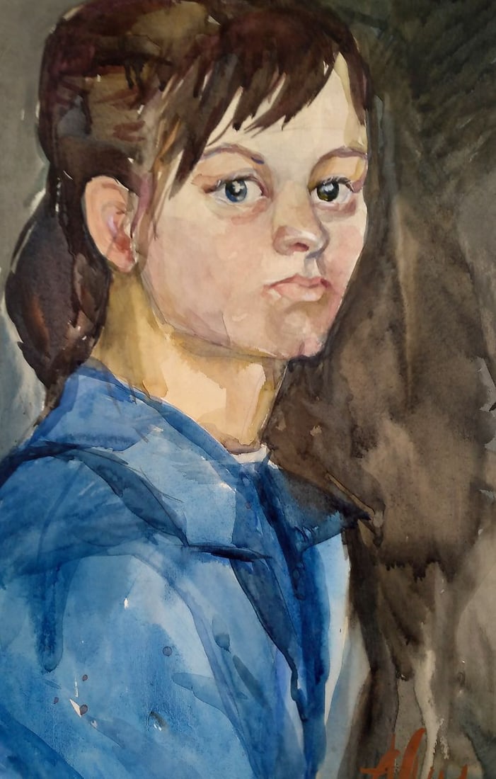 Watercolor painting Portrait of a girl Alexander Arkadievich Litvinov: Title: Watercolor painting Portrait of a girl Alexander Arkadievich Litvinov Description: No.1227AAA *** ABOUT THIS PAINTING *** * TITLE: "Portrait of a girl" * ARTISTS: Alexander Arkadievich