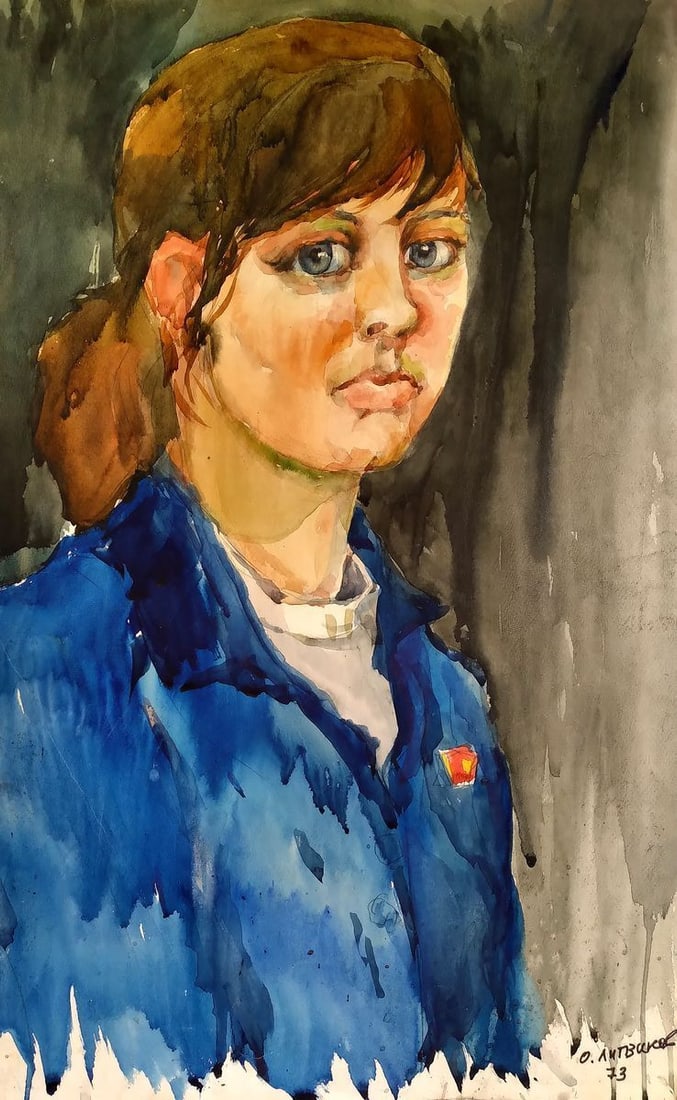 Watercolor painting Portrait of a girl Litvinov Oleg Arkad'yevich: Title: Watercolor painting Portrait of a girl Litvinov Oleg Arkad'yevich Description: No.1258AAA *** ABOUT THIS PAINTING *** * TITLE: "Portrait of a girl" * ARTISTS: Litvinov Oleg Arkad'yevich * SIZE: