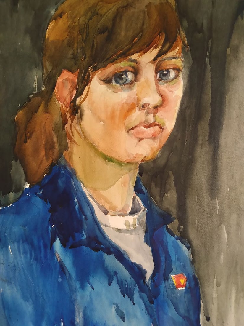 Watercolor painting Portrait of a girl Litvinov Oleg Arkad'yevich - 2