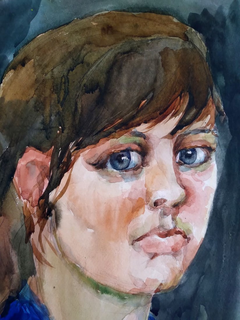 Watercolor painting Portrait of a girl Litvinov Oleg Arkad'yevich - 5