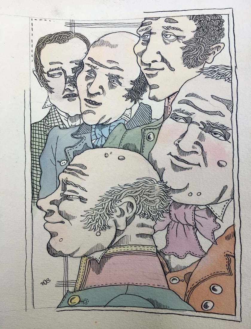 Pen and watercolor painting A spoonful of honey in a barrel of tar Alexander Arkadievich Litvinov - 2