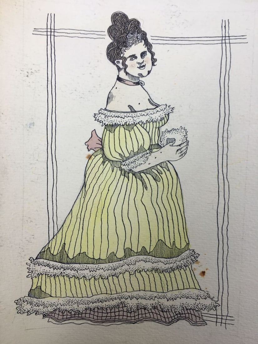 Pen and watercolor painting A spoonful of honey in a barrel of tar Alexander Arkadievich Litvinov - 3