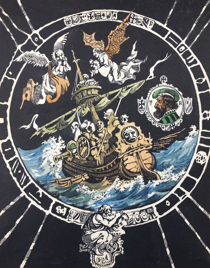 Pen and watercolor painting Graphic fantasy Alexander Arkadievich Litvinov - 2