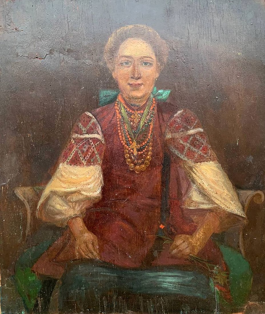Oil painting Ukrainian woman in national costume Unknown artist - 2