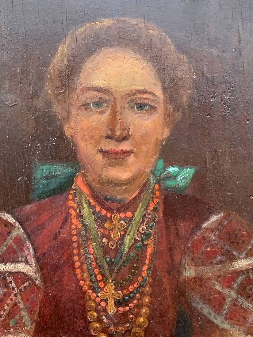Oil painting Ukrainian woman in national costume Unknown artist - 4