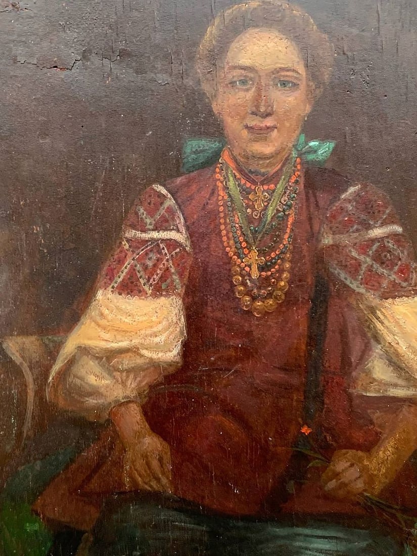 Oil painting Ukrainian woman in national costume Unknown artist - 5