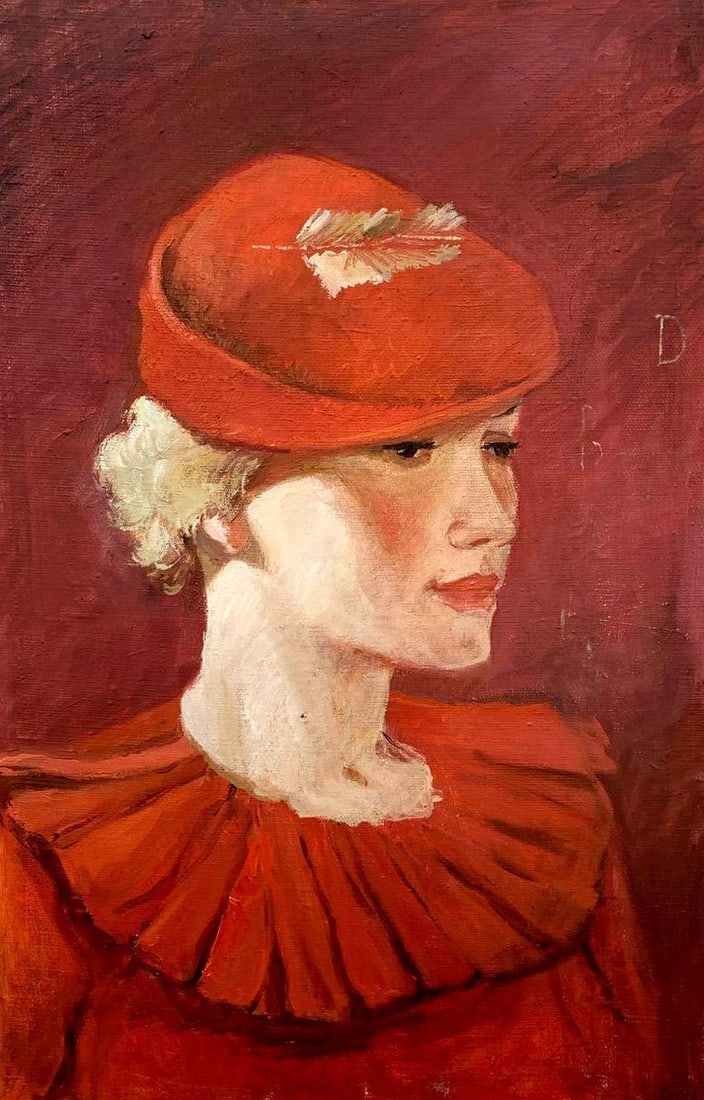 Oil painting Lady in Red Samokhvalov Yu. - 2
