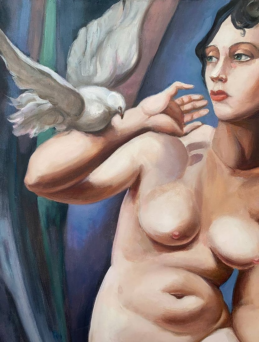 Oil painting lady with dove Mikhailichenko Sergey Viktorovich - 3