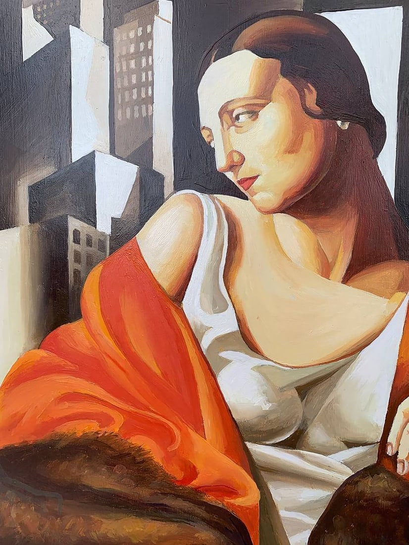 Oil painting Woman in furs (based on T. Lempicka) V. Konotopsky - 3