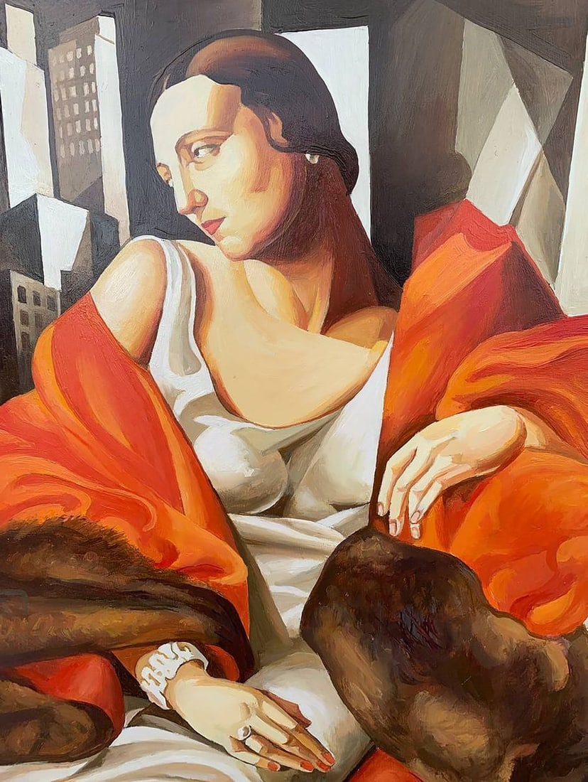 Oil painting Woman in furs (based on T. Lempicka) V. Konotopsky - 7