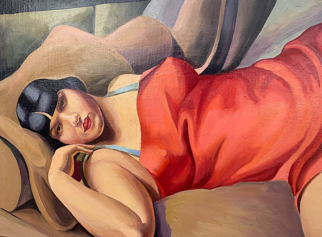 Oil painting Lady in Red (based on T. Lempicka) V. Konotopsky - 3