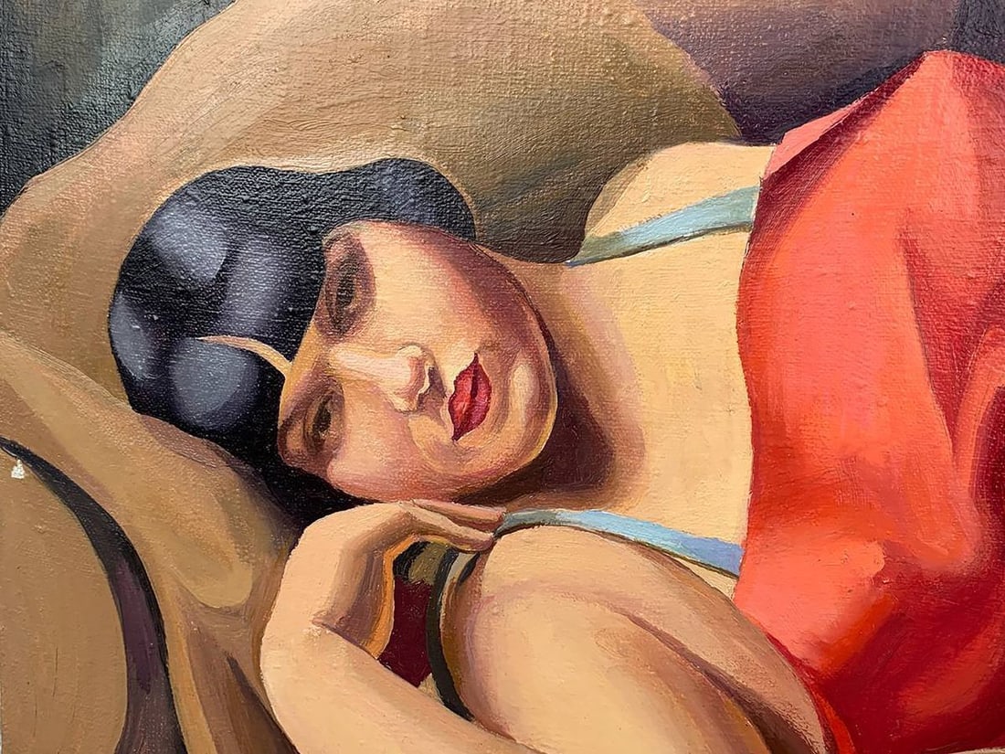 Oil painting Lady in Red (based on T. Lempicka) V. Konotopsky - 7