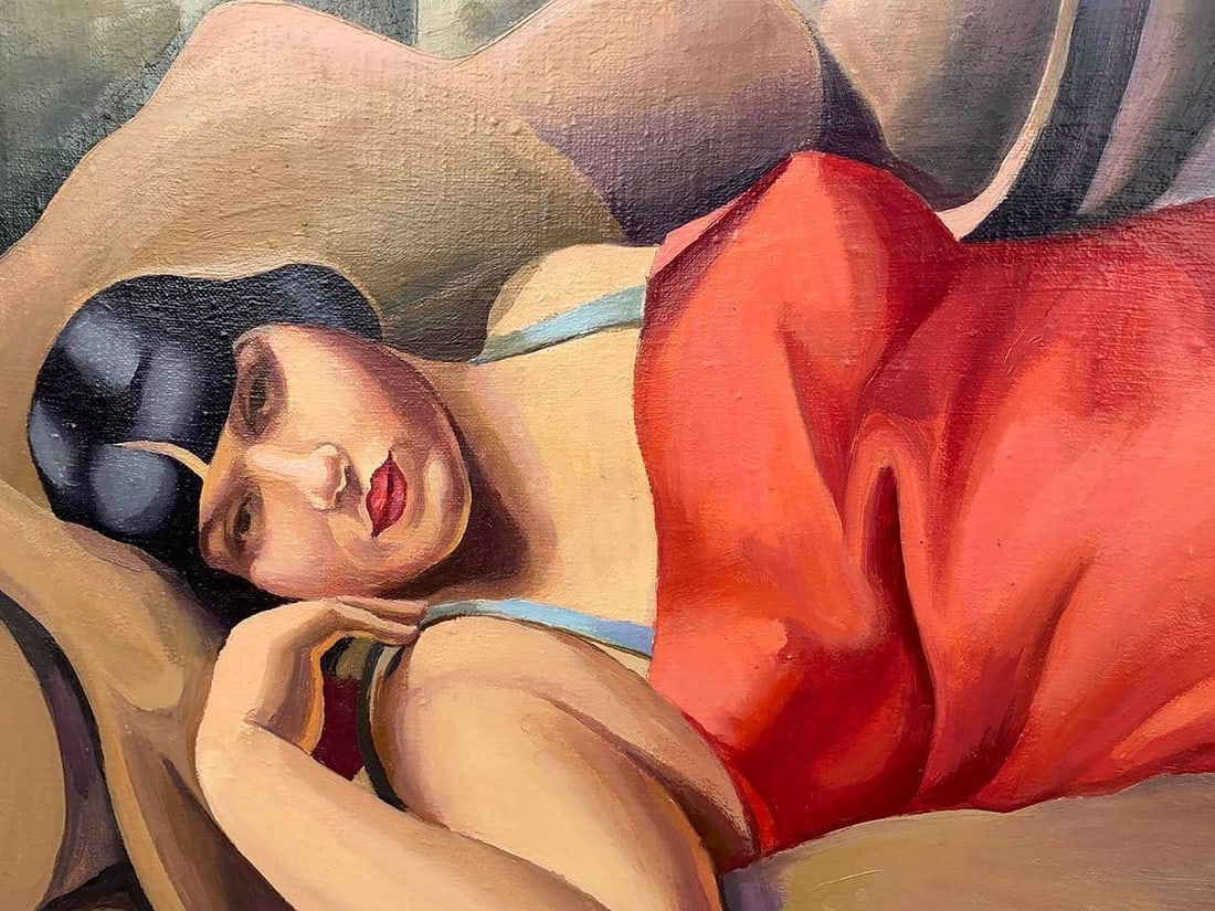 Oil painting Lady in Red (based on T. Lempicka) V. Konotopsky - 8