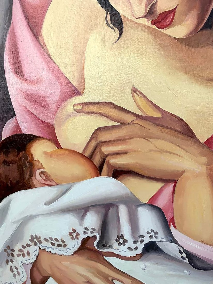 Oil painting Motherhood (based on T. Lempicka) V. Konotopsky - 5
