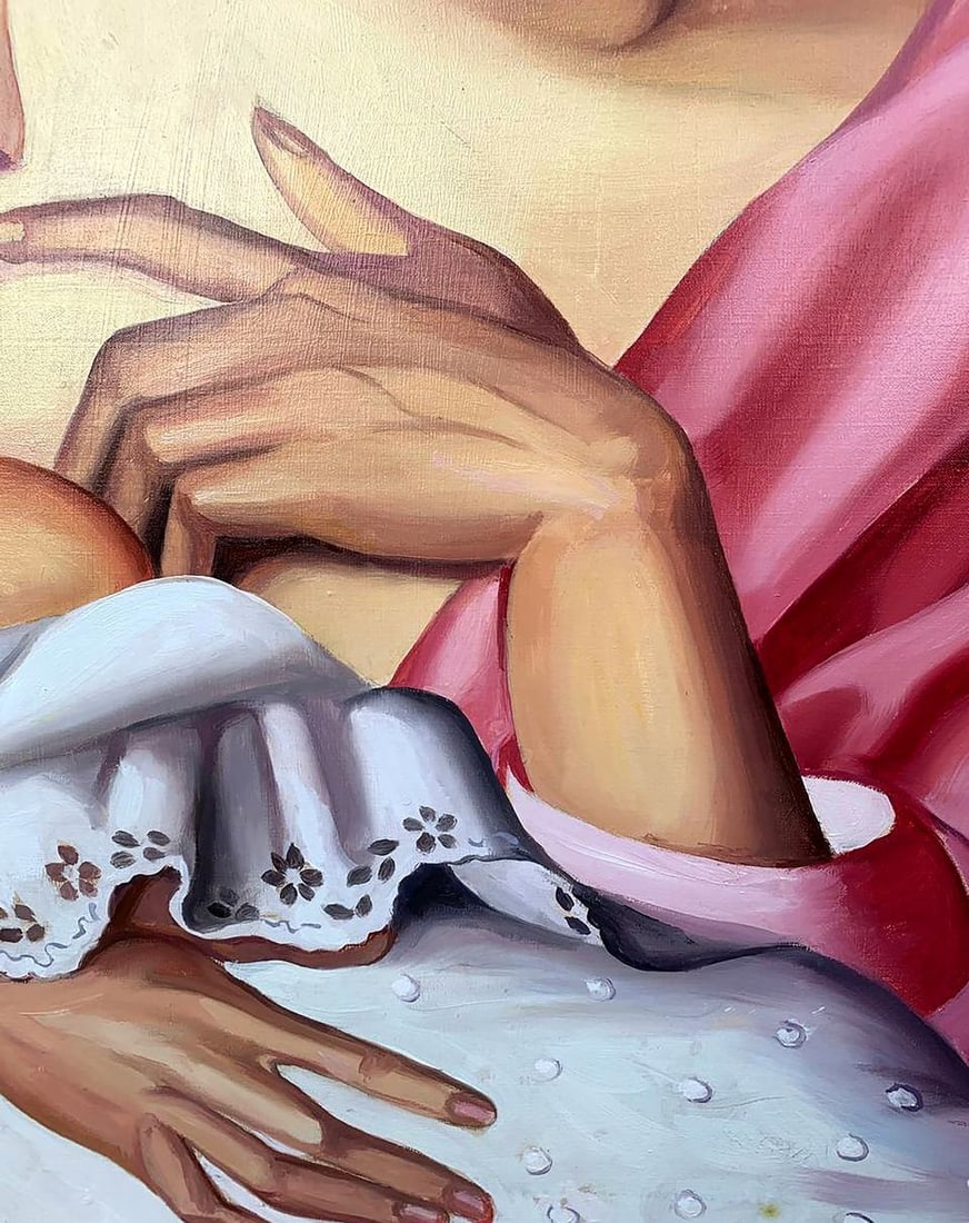 Oil painting Motherhood (based on T. Lempicka) V. Konotopsky - 7