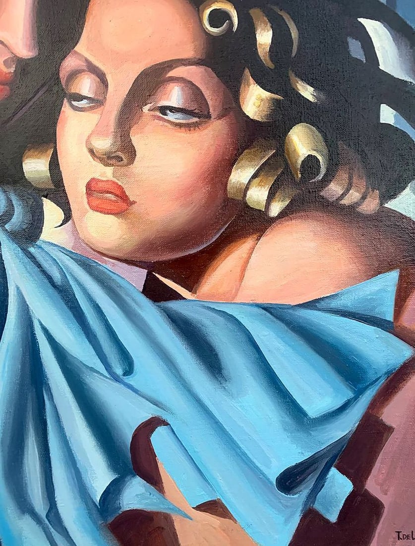 Oil painting Two girls (based on T. Lempicka) V. Konotopsky - 7