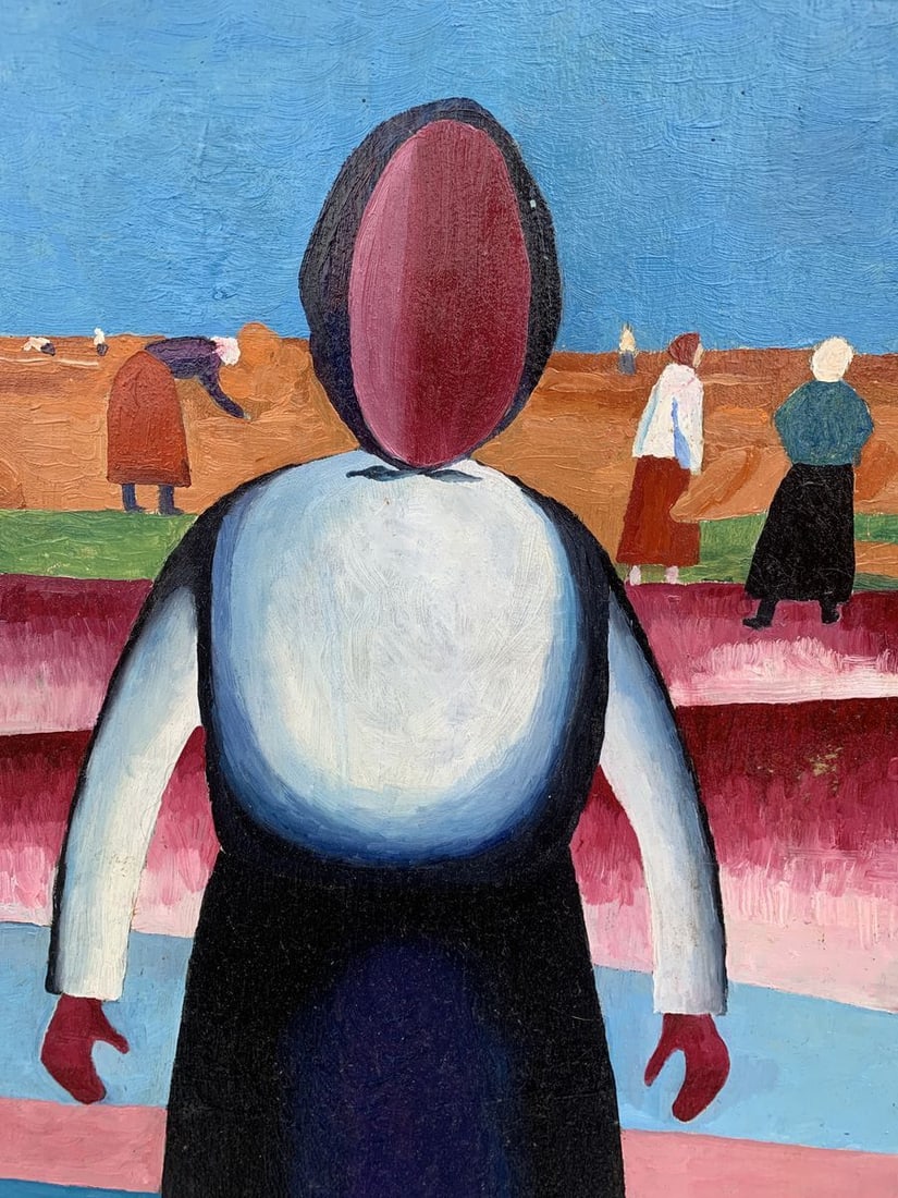 Abstract oil painting Portrait of a girl (based on paintings by Kazimir Malevich) Victor Konotopsky - 2