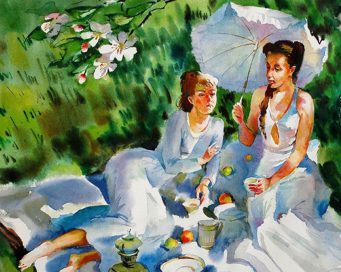 Watercolor painting Picnic Egor Ktpatunov - 2