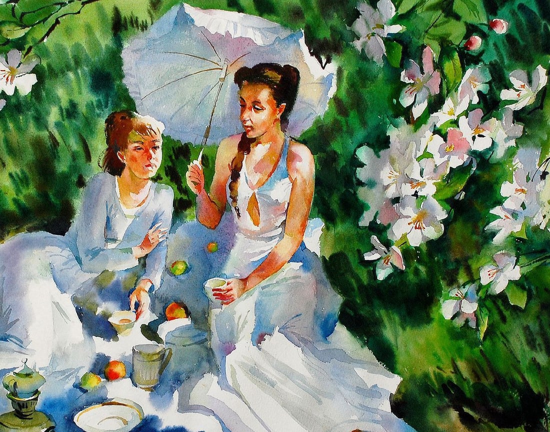 Watercolor painting Picnic Egor Ktpatunov - 3