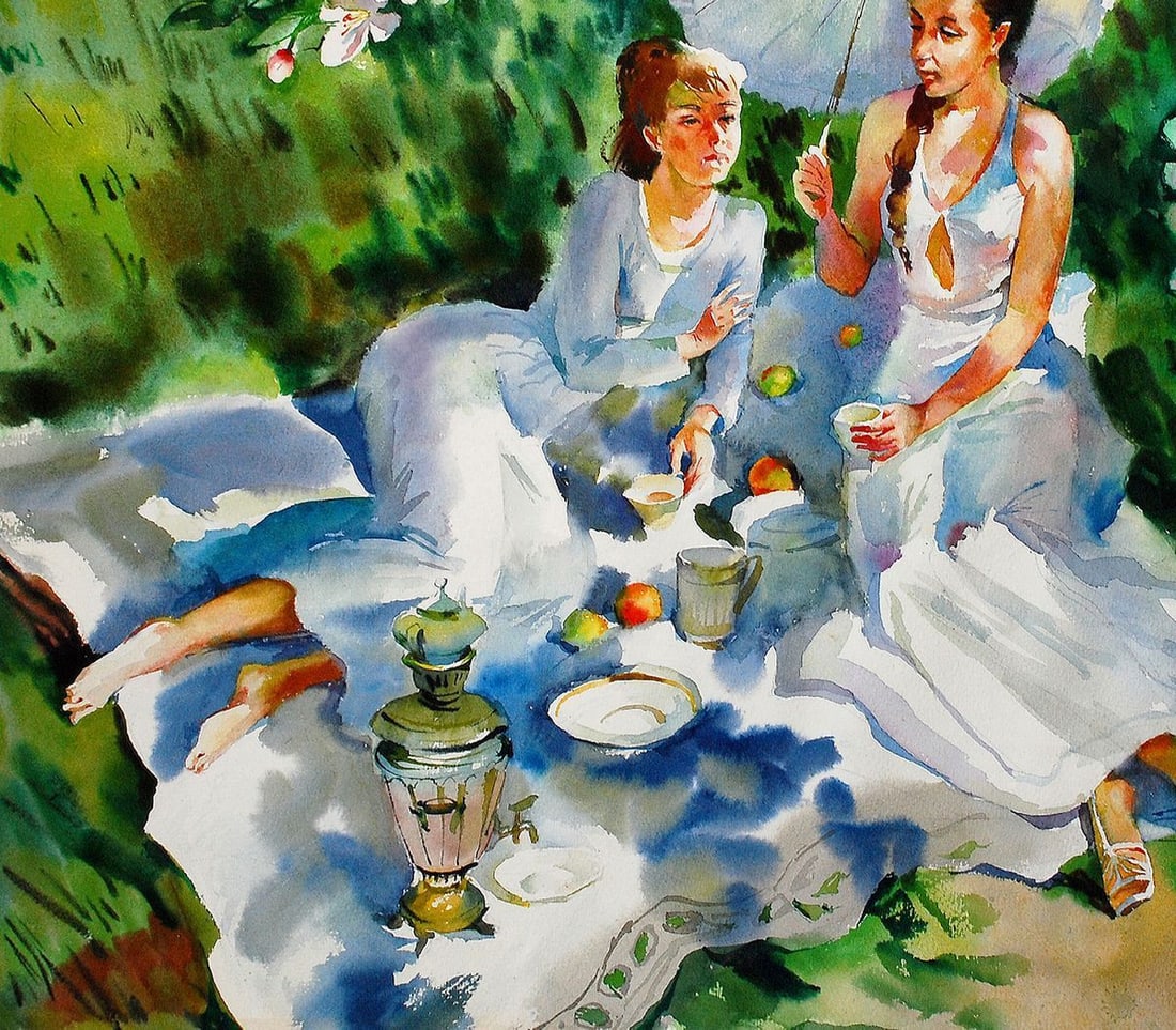 Watercolor painting Picnic Egor Ktpatunov - 4