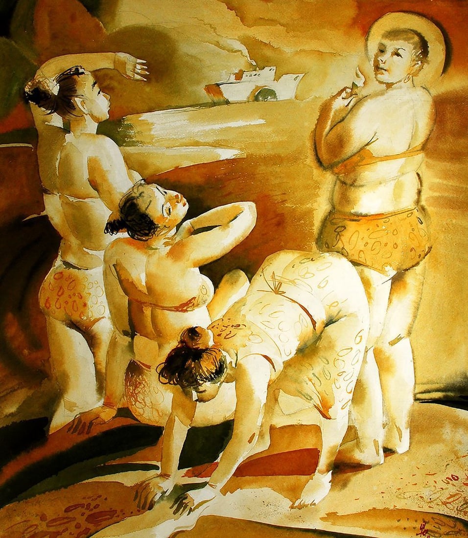 Watercolor painting On the shore Egor Ktpatunov: Title: Watercolor painting On the shore Egor Ktpatunov Description: No.Svash 41 *** ABOUT THIS PAINTING *** * TITLE: "On the shore" * ARTISTS: Egor Ktpatunov * SIZE: 50x50 cm/'19.68x19.68 inches' * ME