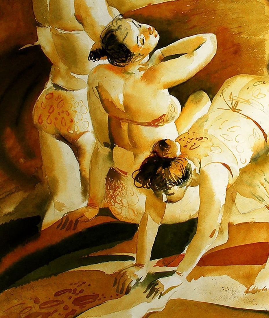 Watercolor painting On the shore Egor Ktpatunov - 2