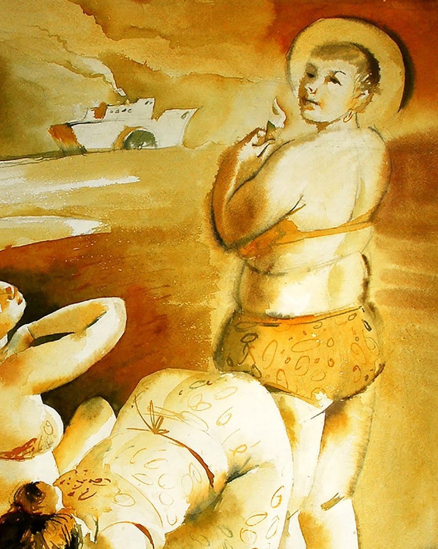 Watercolor painting On the shore Egor Ktpatunov - 3