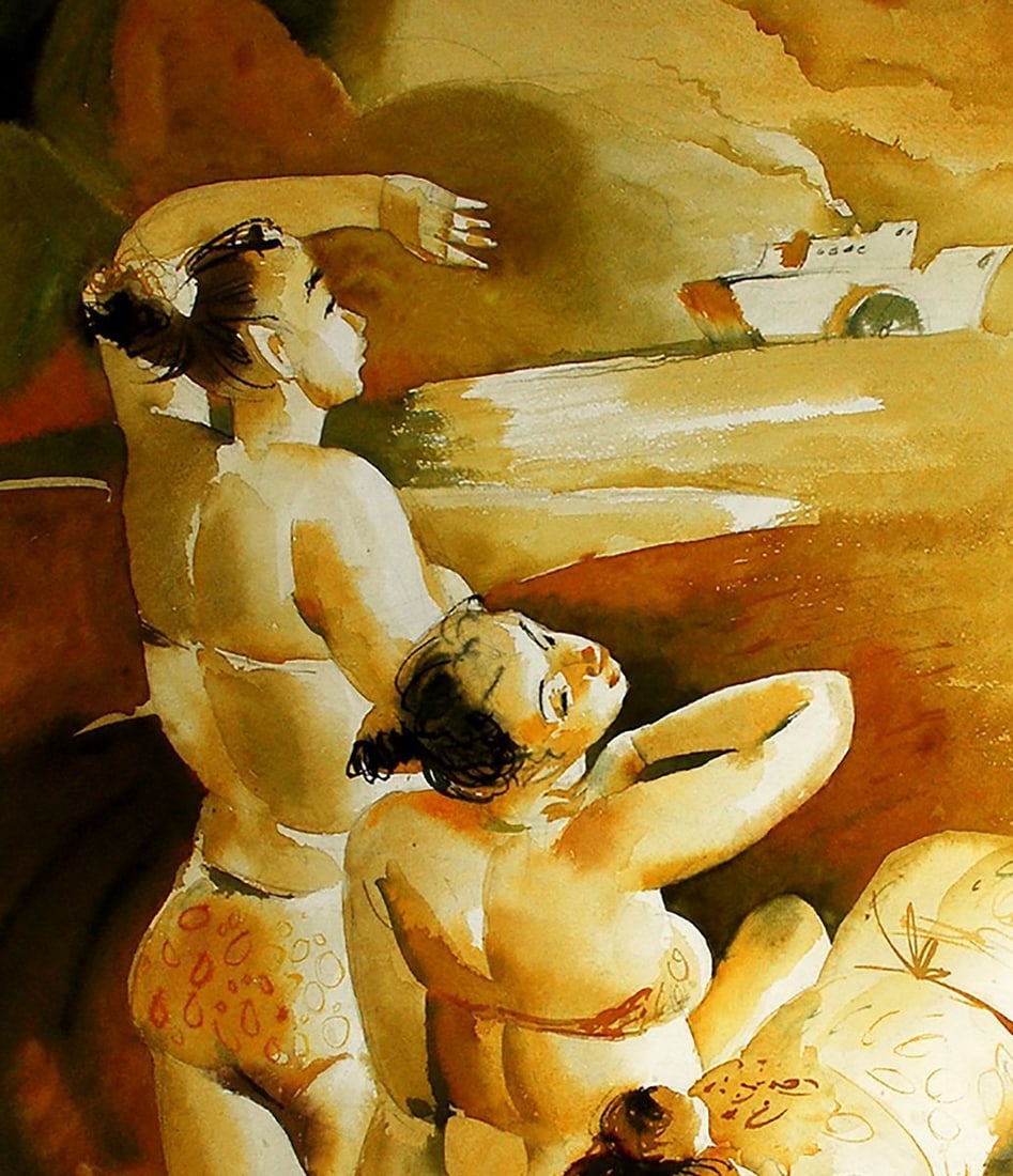 Watercolor painting On the shore Egor Ktpatunov - 4