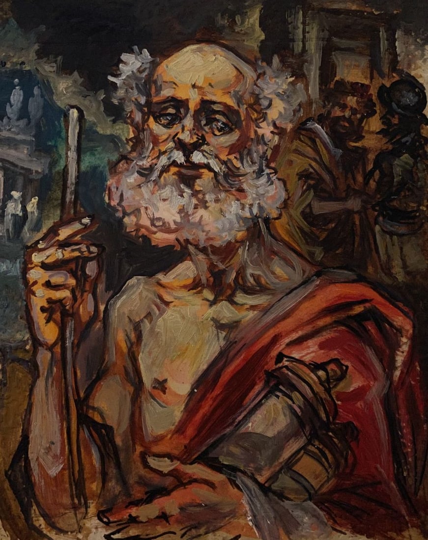 Oil painting Diogenes Alexander Arkadievich Litvinov: Title: Oil painting Diogenes Alexander Arkadievich Litvinov Description: No.Litv 703 *** ABOUT THIS PAINTING *** * TITLE: "Diogenes" * ARTISTS: Alexander Arkadievich Litvinov * SIZE: 25x30,5 cm/'9,84x