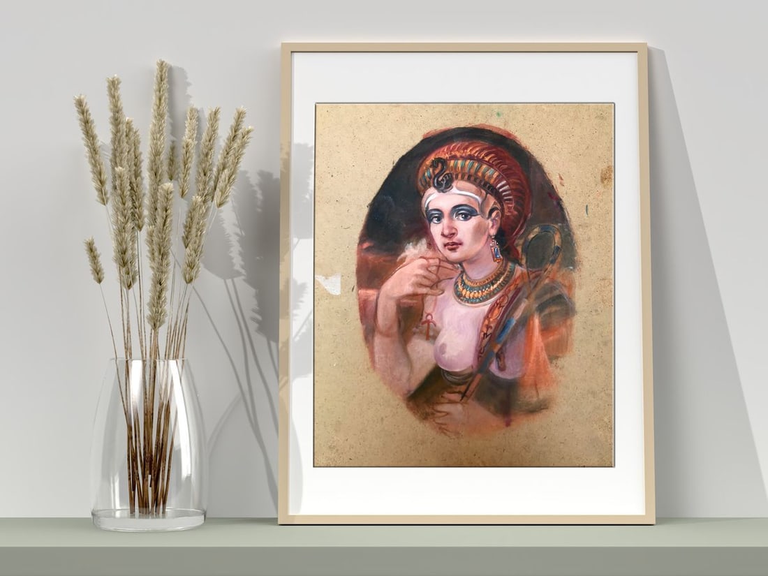 Oil painting Egyptian woman portrait Alexander Arkadievich Litvinov - 2