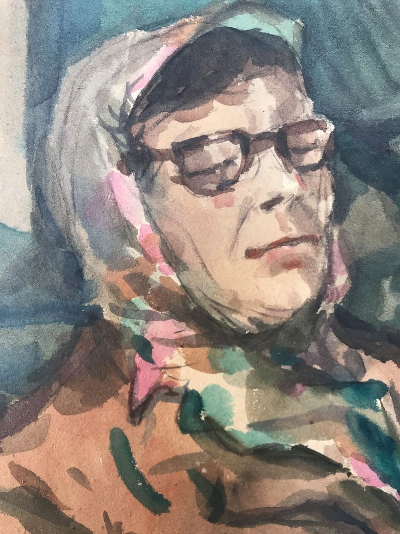 Watercolor painting Grandmother's portrait Alexander Arkadievich Litvinov - 4