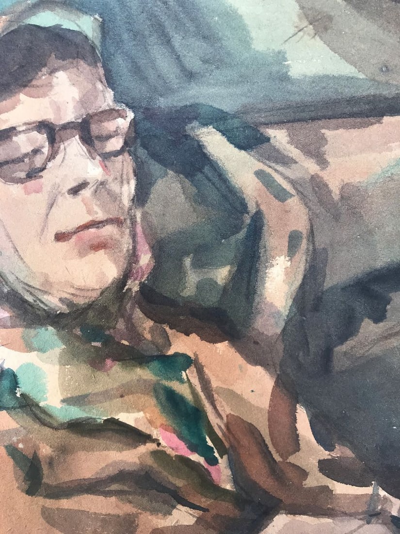 Watercolor painting Grandmother's portrait Alexander Arkadievich Litvinov - 5