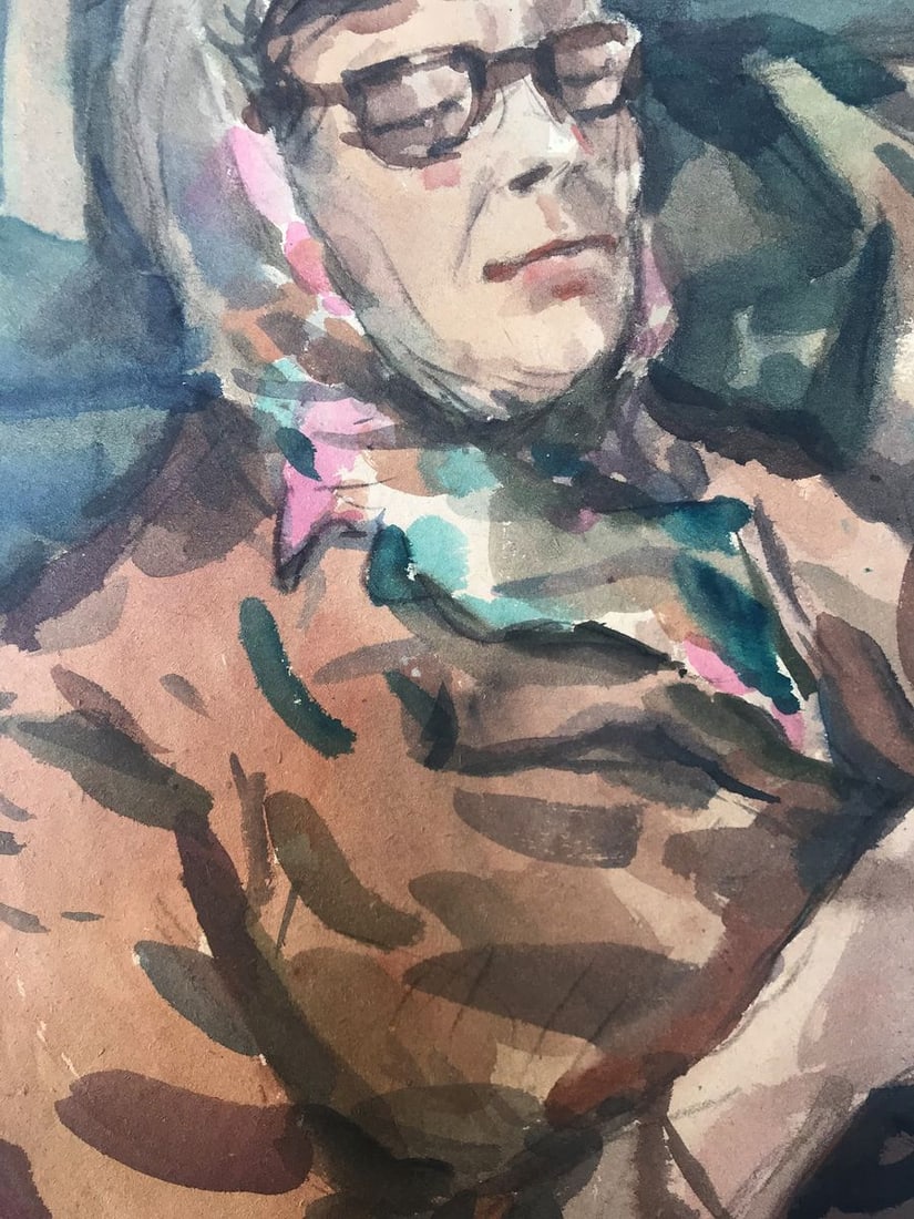 Watercolor painting Grandmother's portrait Alexander Arkadievich Litvinov - 6