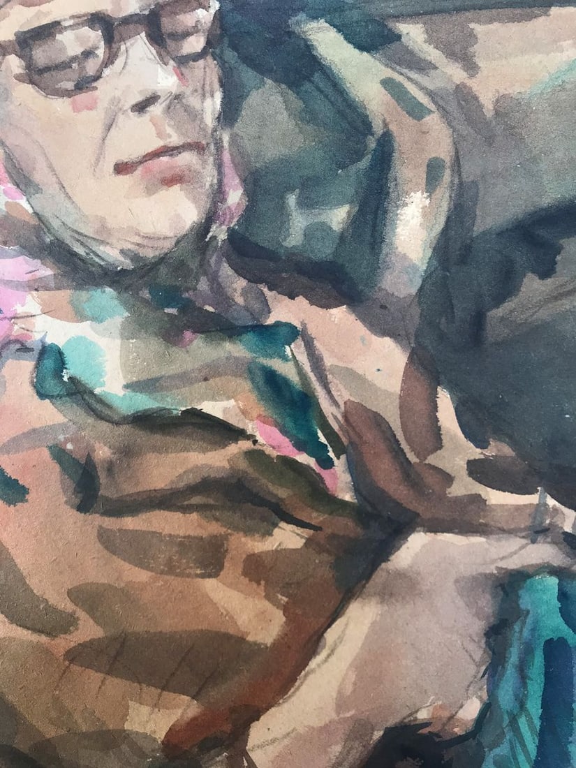 Watercolor painting Grandmother's portrait Alexander Arkadievich Litvinov - 7