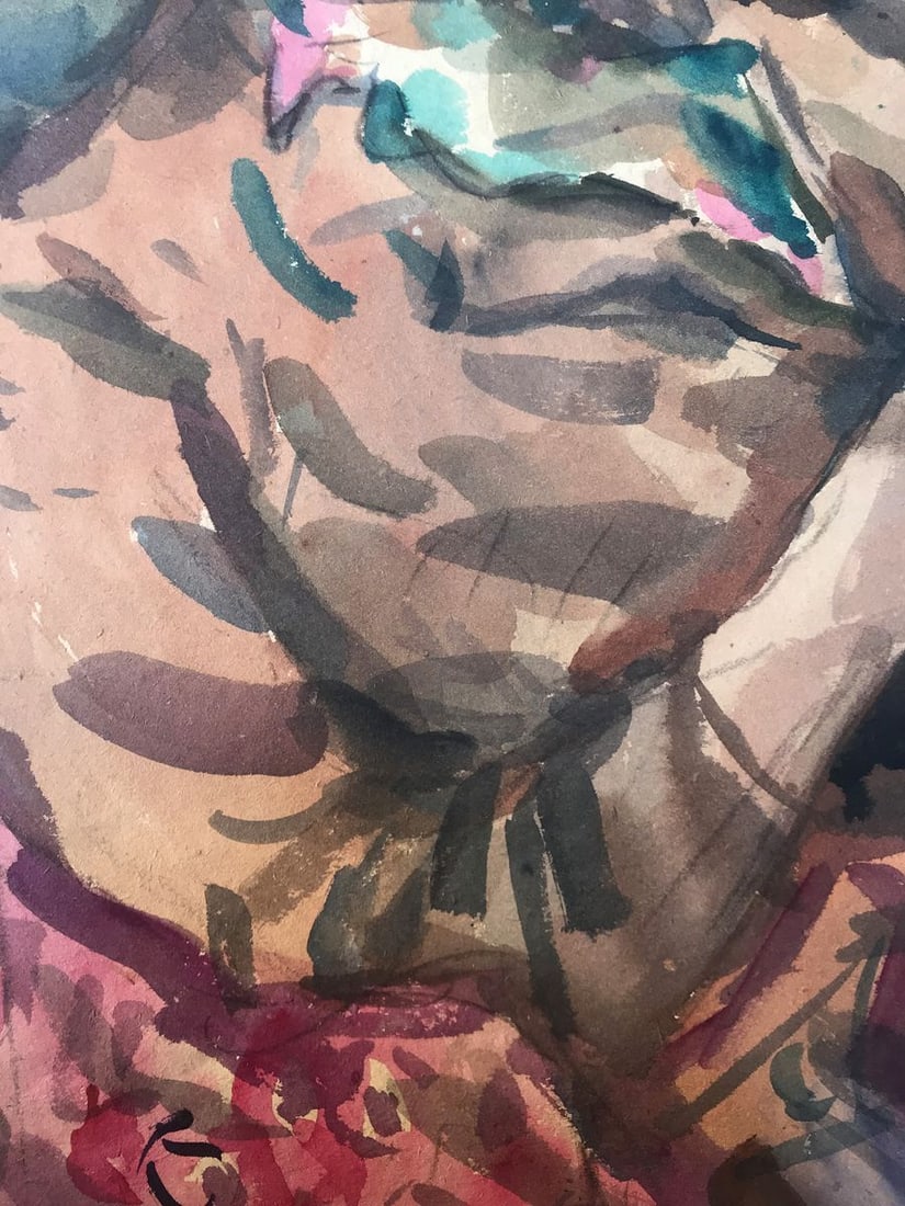 Watercolor painting Grandmother's portrait Alexander Arkadievich Litvinov - 8