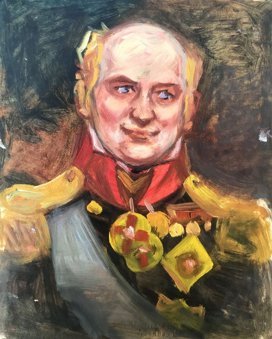Oil painting Portrait of a General Alexander Arkadievich Litvinov: Title: Oil painting Portrait of a General Alexander Arkadievich Litvinov Description: No.AAA2948"Portrait of a General" is an arresting oil painting that captures the commanding presence of a distingu